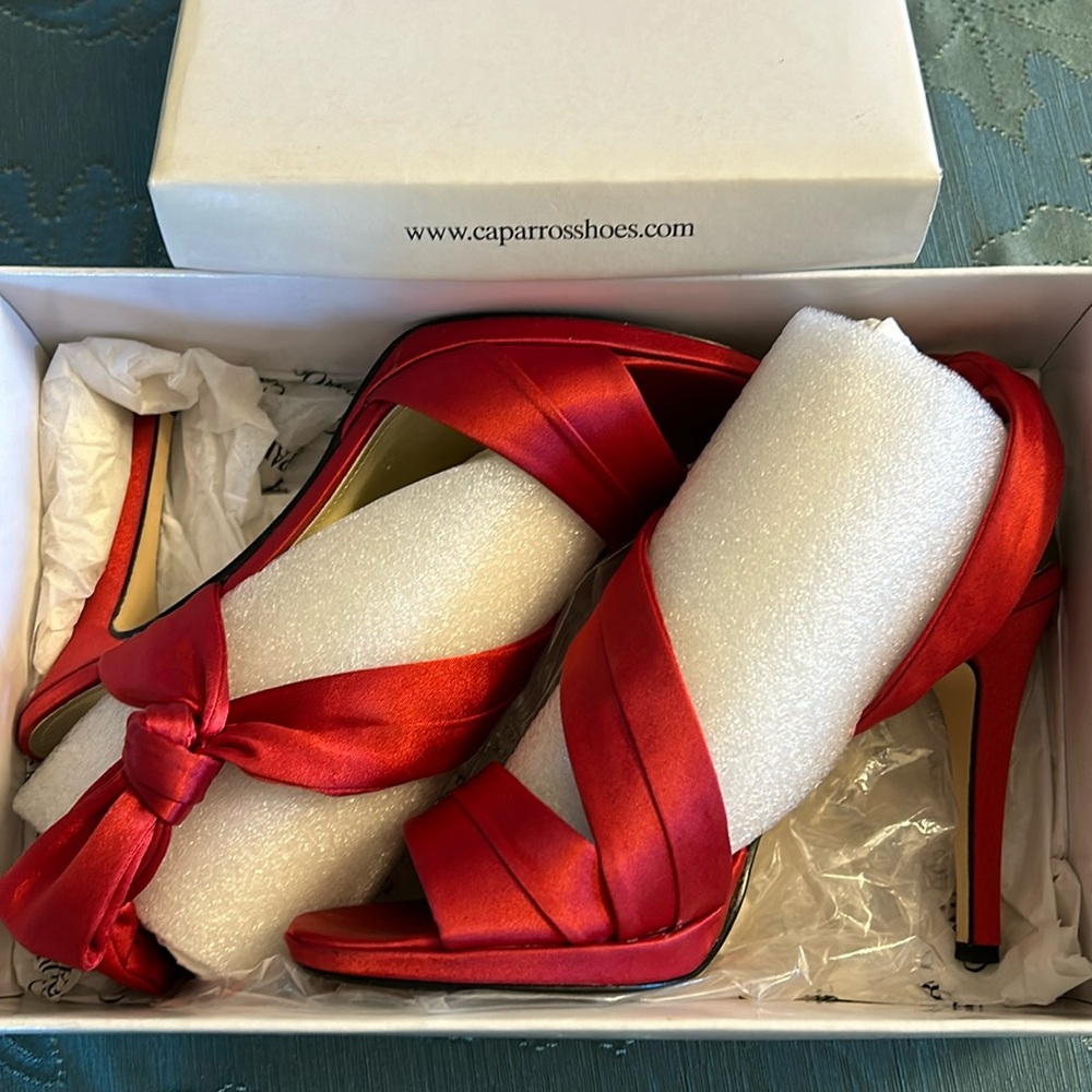 Caparros Gorgeous Red Satin Party Sandals